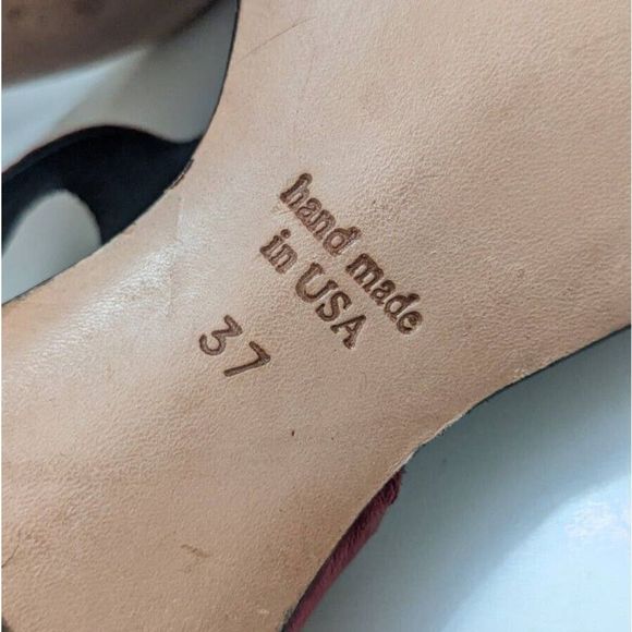 CYDWOQ 37 Heeled Sandals Red Handmade Leather USA - Picture 8 of 8